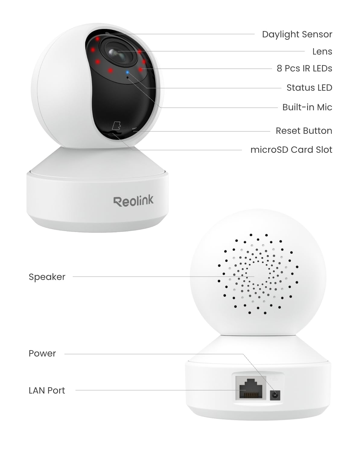 REOLINK Smart 4K UHD Pan & Tilt Dual-Band Wi-Fi 6 Indoor Security Camera with 3X Optical Zoom, Auto-Tracking, People/Pet Detection, Crying Sound Detection, Privacy Mode, and Bluetooth Setup, E1 Zoom