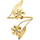 Pingyongchang Cute Flower Leaf Butterfly Arm Cuff Bangle Bracelets for Women Bohemian Adjustable Upper Arm Band Cuff Summer Beach Jewelry