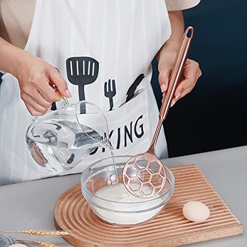 Copper Dough Whisk, Sturdy Football Shape Full Stainless Steel Flat