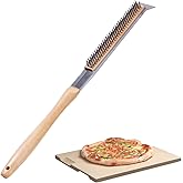 ROCKSHEAT Pizza Oven Brush, 20 Inch Grill Cleaning Brush with Scraper, Heat Resistant Stainless Steel Bristles, Beech Wood Ha