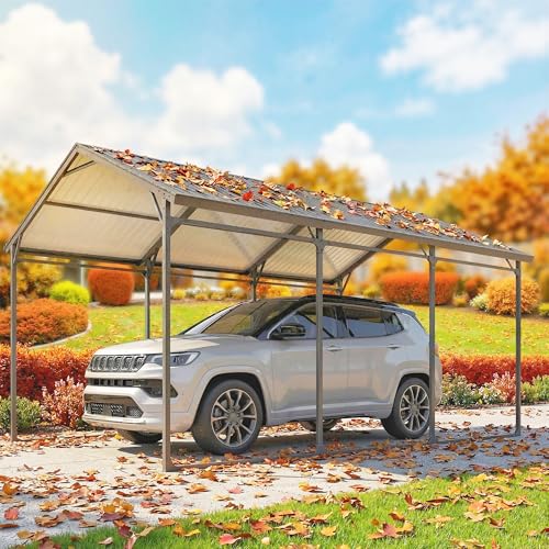 Outsunny 10 x 15FT Metal Carport, Heavy-Duty Carport Canopy with Reinforced Galvanized Steel Frame & Roof, All-Weather Protection Outdoor Garage for Truck Boat Tractor RV