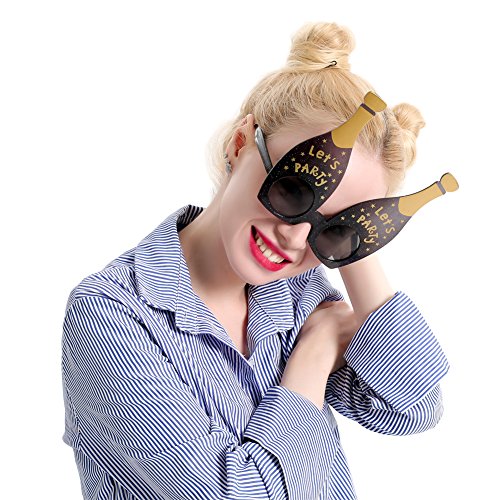 Champagne Sunglasses – Celebration Party Favors, Novelty Shades, Party Toys, Let‘s Party Funny Costume Glasses Accessories for Kids & Adults