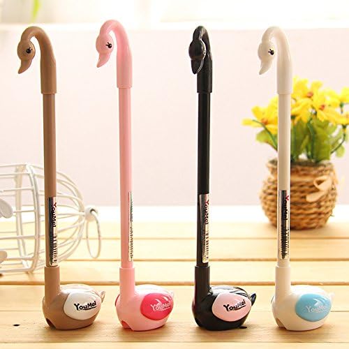 AngelAngel 8pcs Cute Kawaii Novelty Creative lovely Swan Rollerball Pens Set 0.5 MM Refill Black Ink