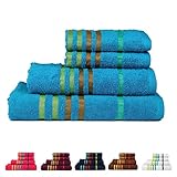 Casa Copenhagen Exotic Cotton 475 GSM 4 Pieces Designer Bath & Hand Towels Gift Set - Teal Sachet