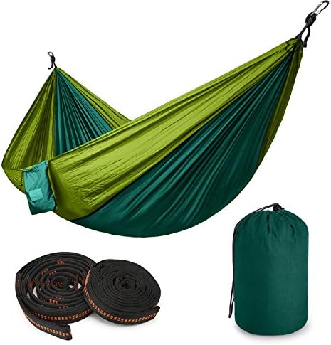 TALONITE Portable Double Camping Hammock - Outdoor 660 Ibs Parachute Nylon Fabric Ultralight Hammock with 2.7m Tree Straps for Beach Garden Traveling Hiking Camping Backpacking