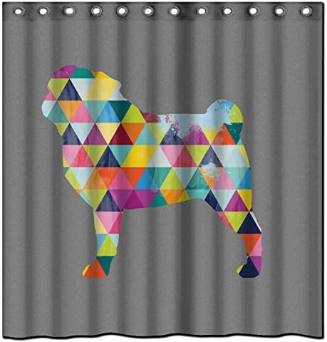 YANGDOU Popular Pug Dog Breed Art Print Fashional Creative Shower Curtain Fabric Waterproof 36x72inch
