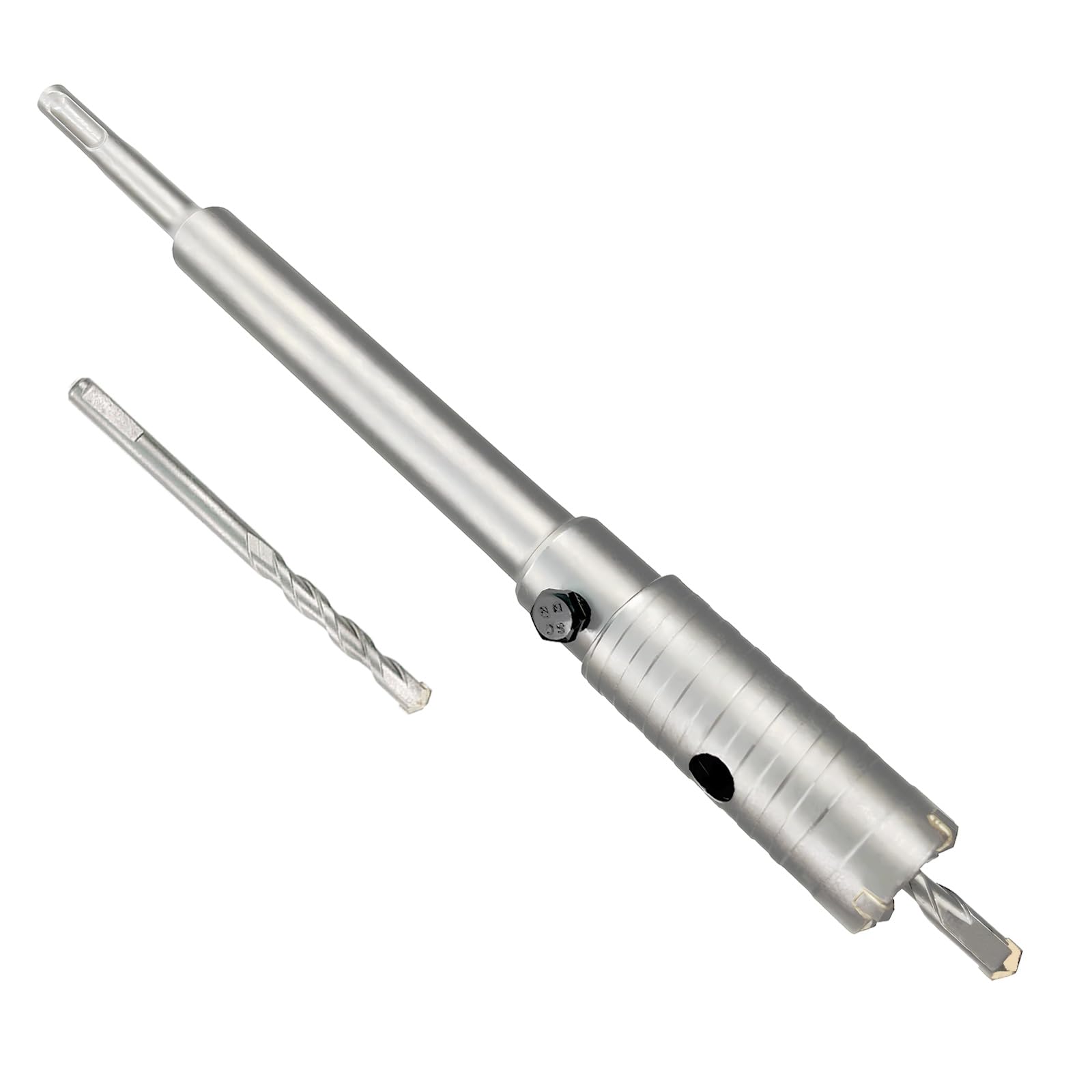 Photo 1 of 1-1/4" Concrete Hole Saw, 32mm Tungsten Steel Core Bit for Cinder Block, Brick, Rock, Plank Walls for Pipes or mini Split Lines, with SDS Plus Shank and 2 Center Positioning Drill Bits.