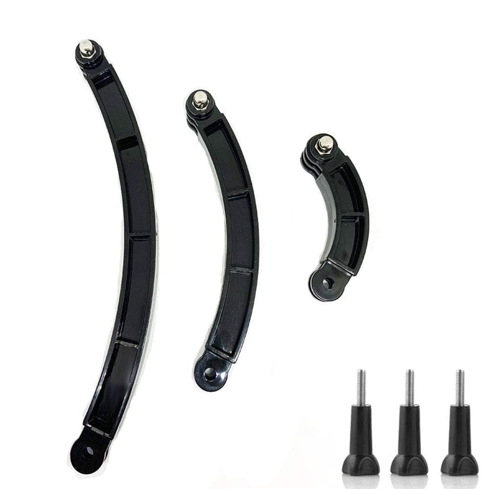 ShipeeKin 3-in-1 Plastic Helmet Curved Arced Extension Arm Mount Kit (7.5/13.5/19.5cm) Replacement compatible for all Gopro Hero Series, SJCAMs, 4K, EK7000, GeekPro and other Action Cams