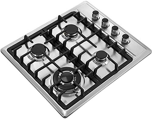 YXS Premium Gas Stove 4 Burners,Gas Cooktop Hob Stovetop, LPG/NG Dual Fuel,Restaurant Equipment for Soups, Sauces,Easy to clean, High Power