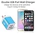 USB Wall Charger, BEST4ONE 2.1A/5V 10.5W Dual Port USB Charger AC Adapter Plug Compatible with iPhone XS/Max / MR X /8/7/6 Plus, iPad, Kindle, Moto G X, Huawei, Cell Phone (3-Pack) (Blue,Pink,Green)
