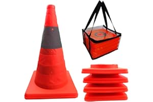 Annurssy 4 Pack 15.5 Inch Collapsible Safety Traffic Cones Multi-Purpose Pop-Up Reflective Road Parking Orange Safety Cone