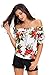 LOSRLY Womens Sexy Floral Print Off the Shoulder Crop Tops Shirts and Blouses White M 8 10
