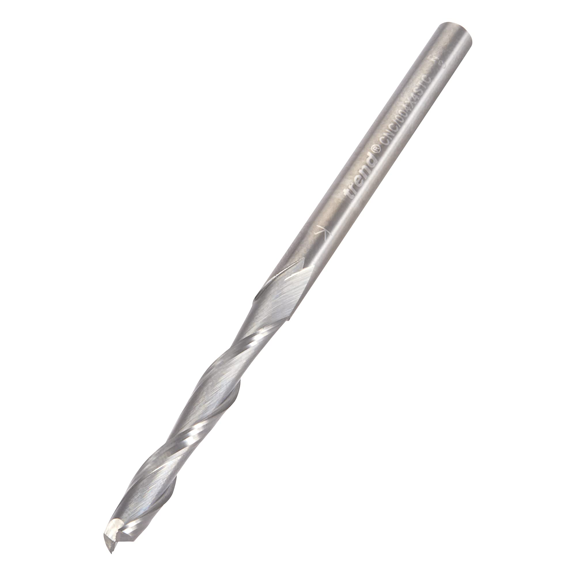 Trend CNC Spiral Up-Cut Router Cutter, 4mm Shank, 4mm Cut Diameter & 32mm Cut Length, Solid Tungsten Carbide, CNC/004X4STC