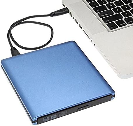 YAHEY External DVD Drive USB 3.0 Ultra Slim External CD/DVD-RW Burner Writer Player optical drive for mac, Windows and Linux OS for player CD/ DVD Read/ Writer / Rewriter (Blue)