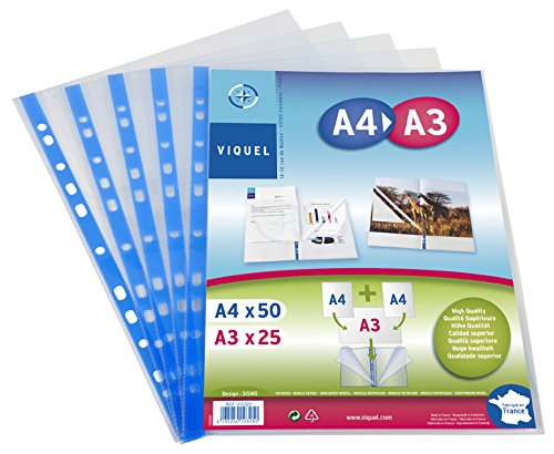 Viquel Pack of 25 Perforated Pockets - Two Sizes A4/A3