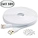 Cat7 Flat Ethernet Cable, 50 Ft 10 Gigabit High Speed Solid Computer Network Cord with Snagless Rj45 Connectors for Xbox,PS4,Modem,Router,Networking Switch Faster Than Cat5e Cat5 Cat6 Cable,White primary