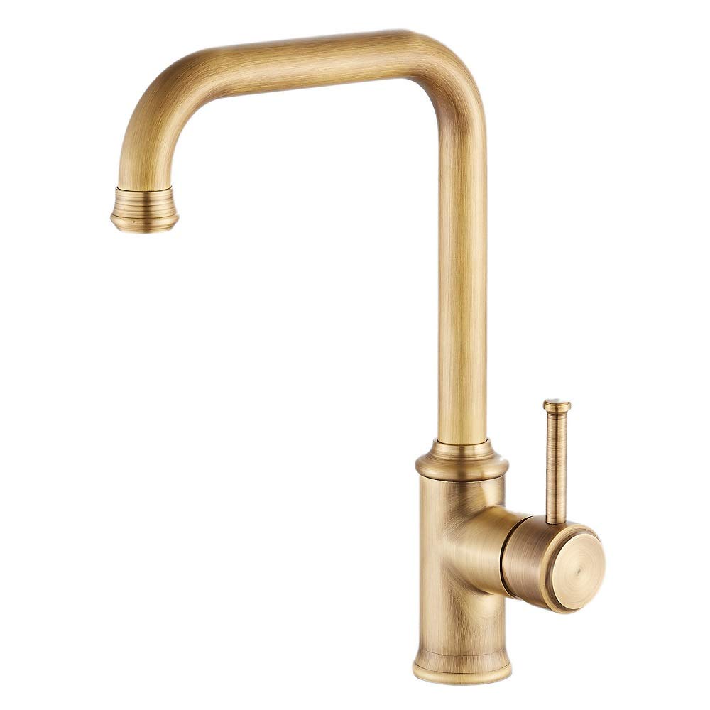 Kitchen Sink Tap with Swivel Spout Antique Brass Lever Sink Taps Contemporary Modern Kitchen Sink Mixer Faucet Gudetap GT10222A