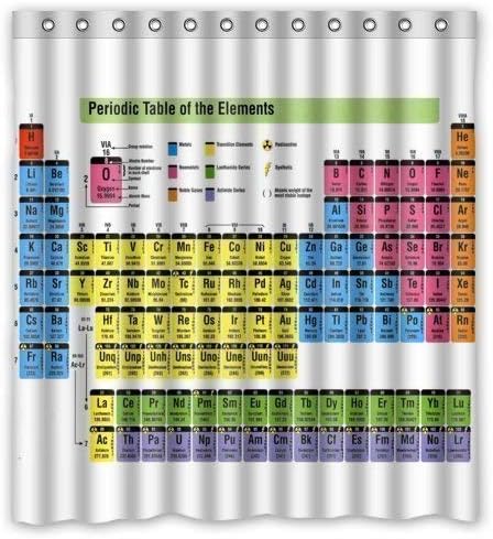 UMarsDeal Shower Curtain Company Cute Funny Periodic Table Chemical Elements Theme Print 100% Polyester Bathroom Shower Curtain Shower Rings Included 60x72 inch