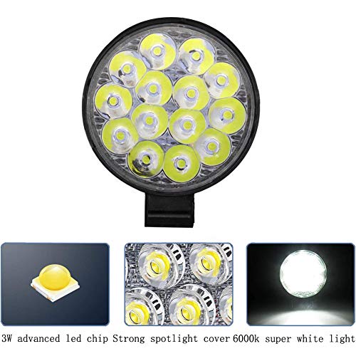 2pcs 42W Flood Light Off Road Lights Fog Lights Driving Roof LED Light Bar Pod Work Light for ATV UTV SUV Truck Boat 3.3inch 4200Lm Round