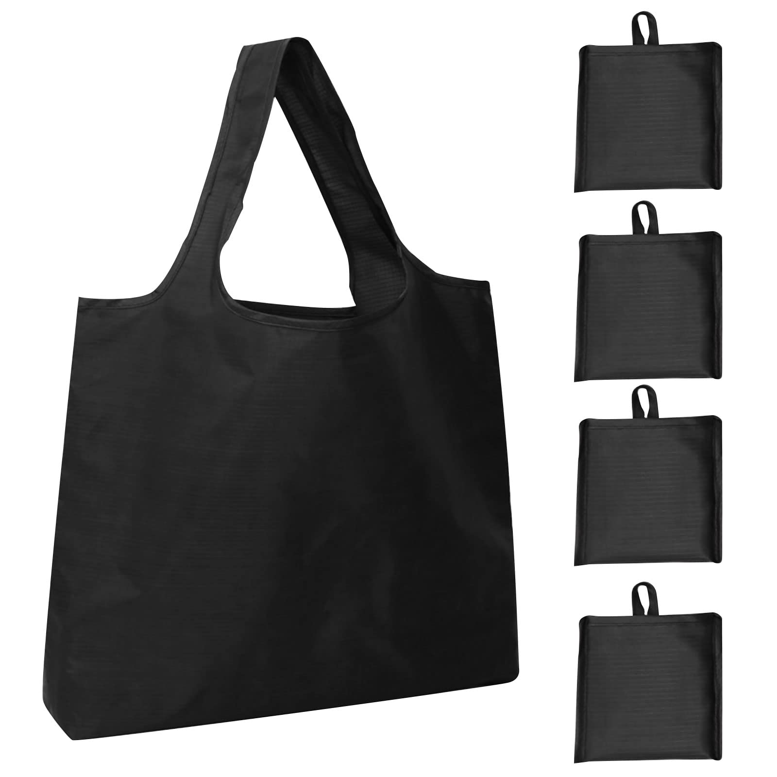 Modixun 4Pack Ultra Large Foldable Grocery Bags, Reusable Sturdy Shopping Bags with Attach Pocket, Waterproof Reusable Tote Bags, Machine Washable, Black