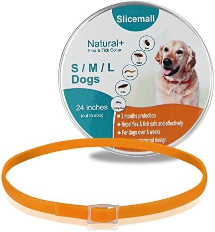 Slicemall Flea Ticks Collar 24 inches, herbal repellent protection treatment for small large dogs