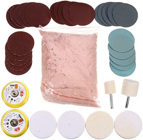 34pcs Glass Polishing Kit 8Oz 230g Cerium Oxide Powder with Polishing Pad Wheel and Sandpaper
