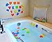 JOYIN 51PCS Foam Bath Stickers Set with Mesh Bath Toy Organizer, Including 26 Letters, 10 Numbers, 8 Sealifes and 6 Transportations, Bathtub Foam Stickers Toy Storage Net for Baby Toddler Kid Shower Time