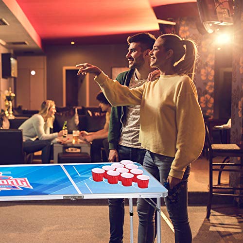 GYMAX Beer Pong Table, 8’ Folding Aluminum Game Party Table (Style A)