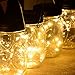 Abkshine 3 Pack Solar Mason Jar Light Lid Insert, 10 LED Warm White Solar Powered Table Deck Lamp LED Firefly Fairy Lights for Wedding Christmas Holiday Party Decor(Jars Not Included)