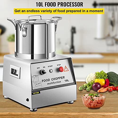 VBENLEM 110V Commercial Food Processor 10L Capacity 1100W Electric Food