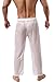 sandbank Men’s Sexy Mesh Hollow Openwork Drawstring Lounge Long Pants Pajamas Bottoms (US M/Asian Tag L, White)