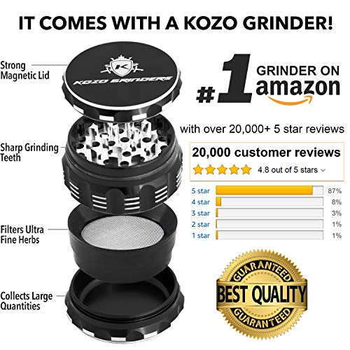 Kozo Smell Proof Stash Box Combo Kit with Aluminium 2.5" Herb Grinder