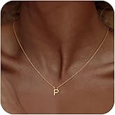 Initial necklace for Women 14k Gold Plated Dainty Letter Necklaces Tiny Cute Initial Pendant Choker Simple Trendy Personalized Letter Name Necklaces Jewelry Gift for Women