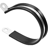 UXCELL 2-1/2" (63mm) Stainless Steel Rubber Cushioned Insulated Clamp - R Shape Metal Clamp - 5 Pcs