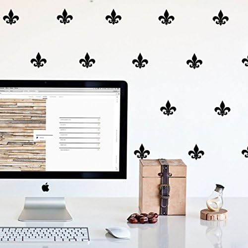 Fleur de Lis Decals - 45 decals 2 inches - fleur de lis wall decals - Wall Pattern Shape France French Coat of Arms Wallpaper Design Icon Object Symbol Flag Symbol Sticker White Orange Gold