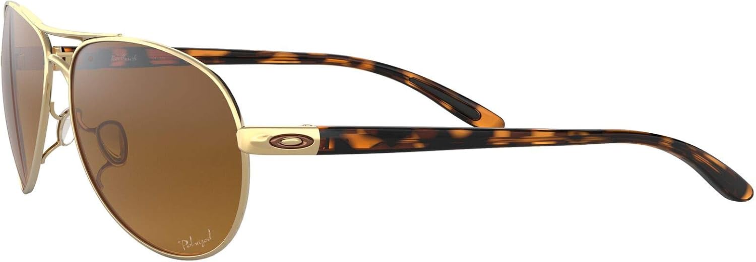 Oakley Women's OO4079 Feedback Metal Sunglasses, Polished Gold/Brown Gradient Polarized, 59 mm: Clothing