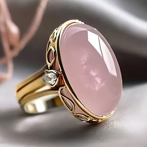 Vintage Inlay Pink Oval Synthetic Moonstone Rings for Women Daily Banquet Party Rings Jewelry Gifts
