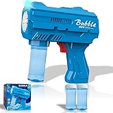 Kids Bubble Gun, Durable Light Up Bubble Machine Gun with 2 Bottles Refill Solution, Bubble Guns for Toddlers, Wedding, Easter, Party Favor, Halloween Toys, Outdoor Toys(Blue)