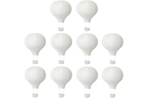 10PCS Hanging Hot Air Balloon Paper Lanterns Set, 30cm Reusable Derorative White Chinese Japanese Party Ball Lamps for DIY Cr