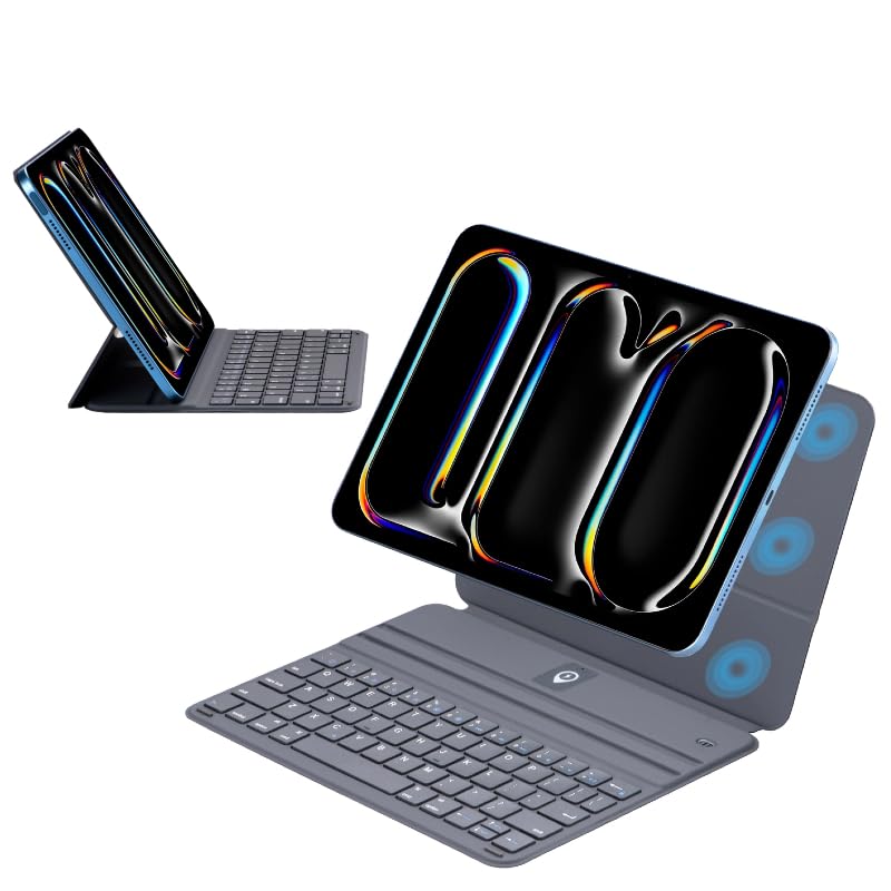 Teclado Smart para iPad A16 11ª Geração (Modelos A2696/A2757/A2777),Compatível com iPad 10ª Geração 10.9" Polegadas 2022 (A3354/A3355/A335) (Cinza)