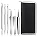6-in-1 Blackhead Remover Kit Stainless Steel Bend Curved Blackhead Acne Clip Tweezers Blemish Pimple Comedone Extractor Tool