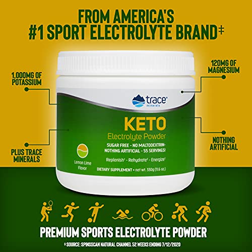 Trace Minerals, Keto Electrolyte Powder, Lemon Lime, Sugar Free