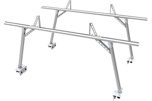 KNAWIER Extendable Pickup Truck Ladder Rack,Adjustable Universal Aluminum Truck Bed Rack with 800Ibs Capacity,Silver,Heavy Duty No Drilling(2pcs)