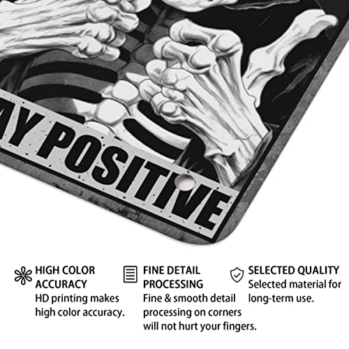 Angaja Skeleton Stay Positive Funny Novelty Aluminum Metal Sign Vintage Wall Decor,for Home Bedroom Living Room Bathroom Decor Picture Sign Gift 20 * 30cm