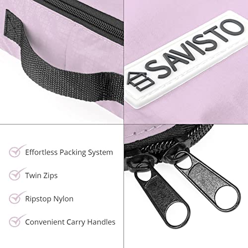 Savisto Packing Cubes - Small, Medium, Large, XL (6-Piece Set) - 7 Colours (1x XL / 2x L / 2x M / 1x S, Pastel Lavender)