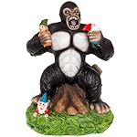 Solar Powered Gorilla Lawn Gnome - Light Up Garden Statue by GreenLighting