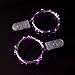 Top-Longer Micro LED 20 Super Bright Color Lights Battery Operated on 6 Ft Long Silver Color Ultra Thin String Wire-2 Sets (Purple)
