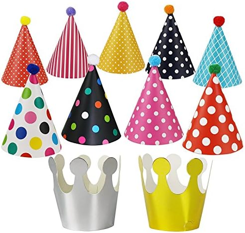 TAIKA 11PCS Party Hat, Children's and Adults Cute Cone Birthday Party Hat, Fun Birthday Party Rave Party Hat