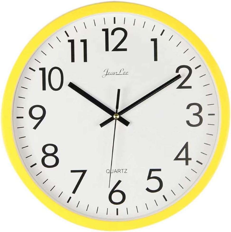 MvchennL Wall Clock for Children 10 inches Silent Non-Ticking Quartz Decorative Indoor Clock, Battery Operated Wall Clocks for Bedroom/Living Room/Guest Room/Study Room, Yellow: Kitchen & Dining