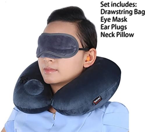 3 in1 Travel Pillow Sleep Mask Earplugs Travel Sets for Traveling Airplanes Cars Trains Neck Pillow Office Nap Pillow